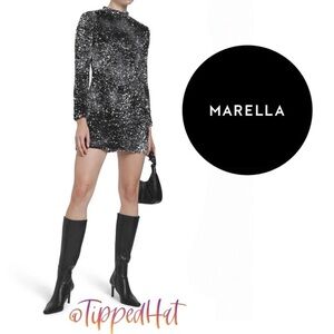 NWT $395 MARELLA Nover Sequin Over Velvet Mini Dress